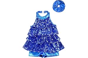 renvena Sparkle Gymnastics Leotards for Girls Kids Salsa Samba Rumba Ballet Dance Unitards and Hair Band