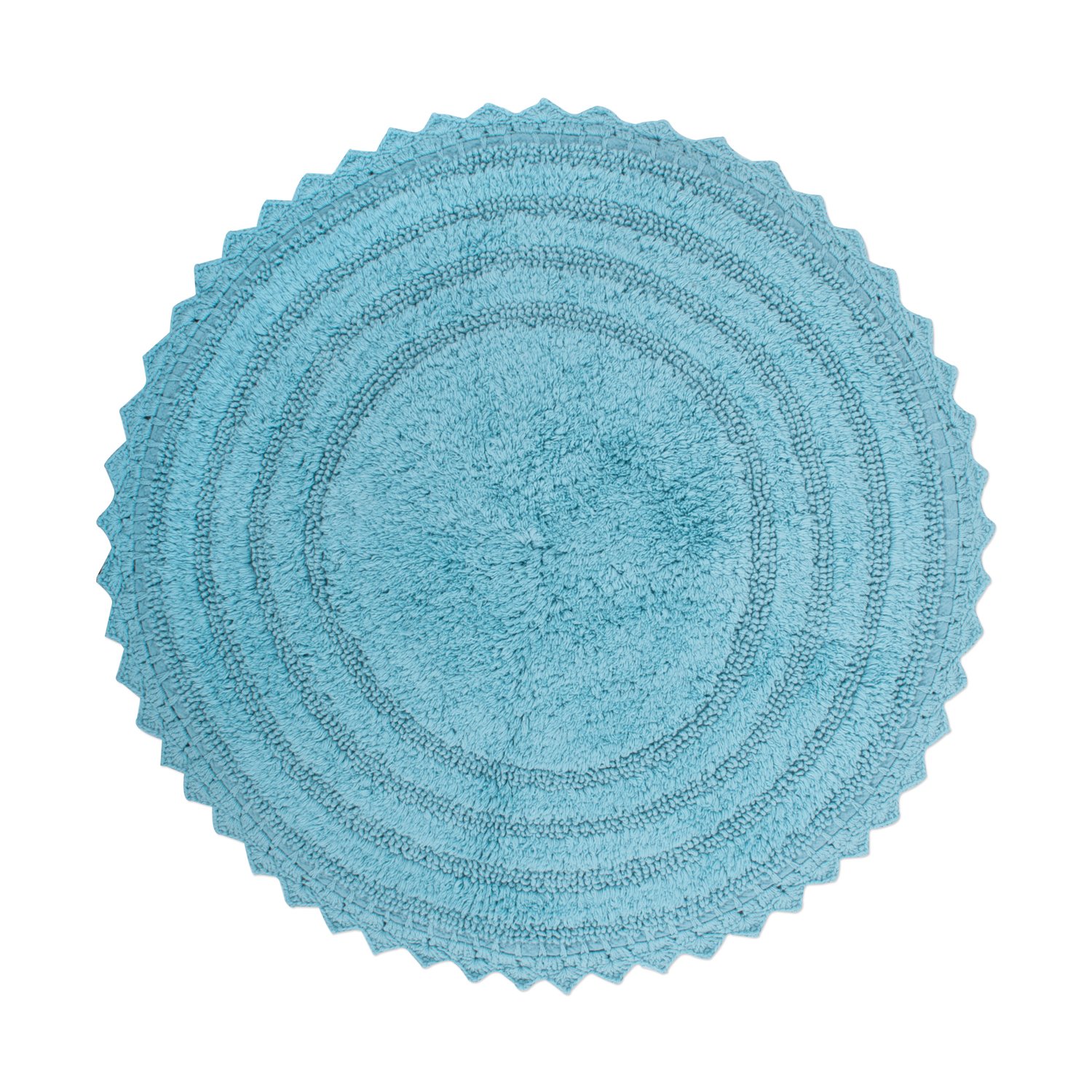DII Crochet Collection Reversible Bath Mat, Round, 27.5" Diameter, Cameo Blue