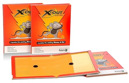 Pelstra X- Out Mouse Glue Board Trap Pad (Large -2Pcs), Rat Glue Trap Board Pad, Rodent Trap Board