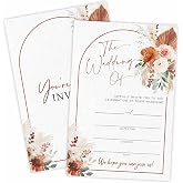 TPYEN Watercolor Wedding Invitations - Floral Arch - 25 Wedding Invites With Envelopes, Double-Sided Fill In Style Invites For Mr &amp; Mrs Celebration, Party Favor And Supplies - A08