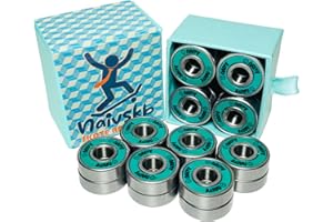 Naivskb Skate Bearings 8mm 16 Pack, Stainless Steel 608 Bearings Quad Inline Skates Roller Derby Skateboard Longboard Scooter