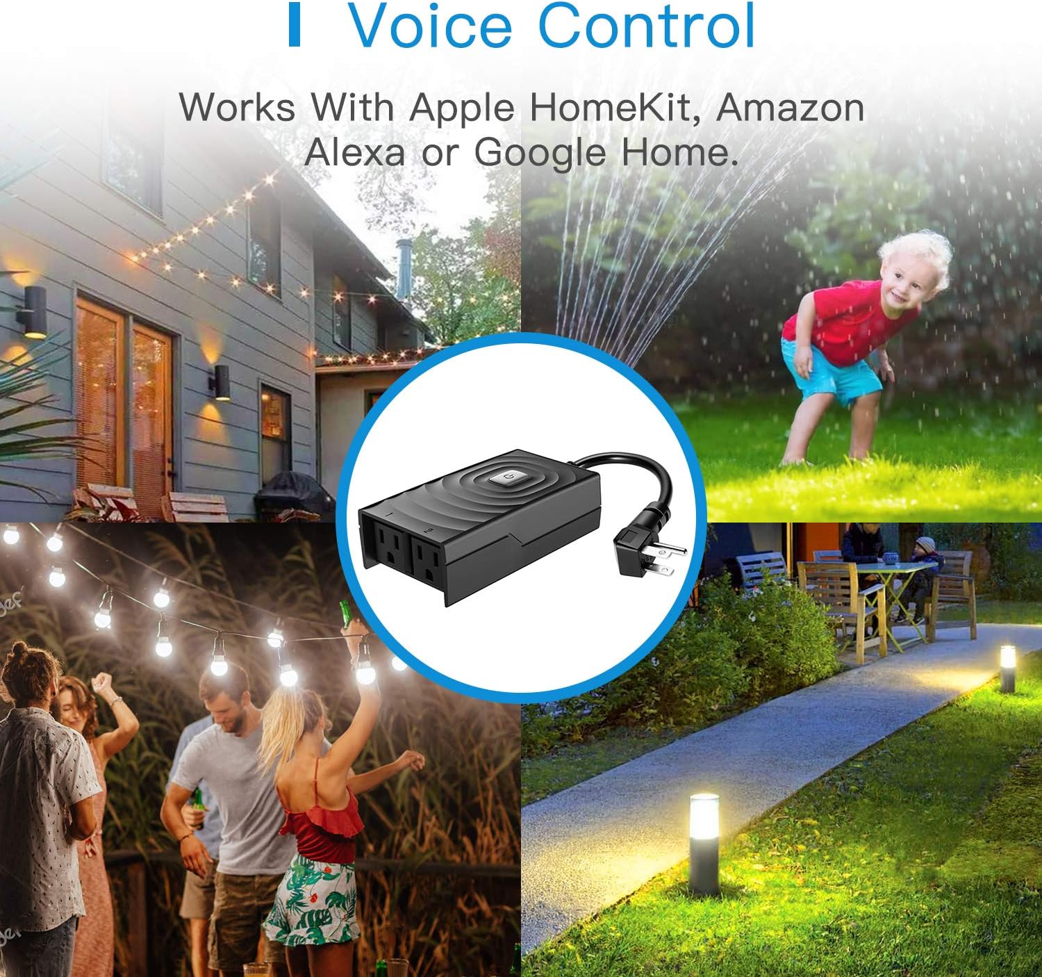 meross Smart Outdoor Plug, Waterproof WiFi Outdoor Outlet, Compatible with Apple HomeKit,  Alexa, Google Assistant and SmartThings, Remote Control, Timer, FCC and ETL Certified - - 