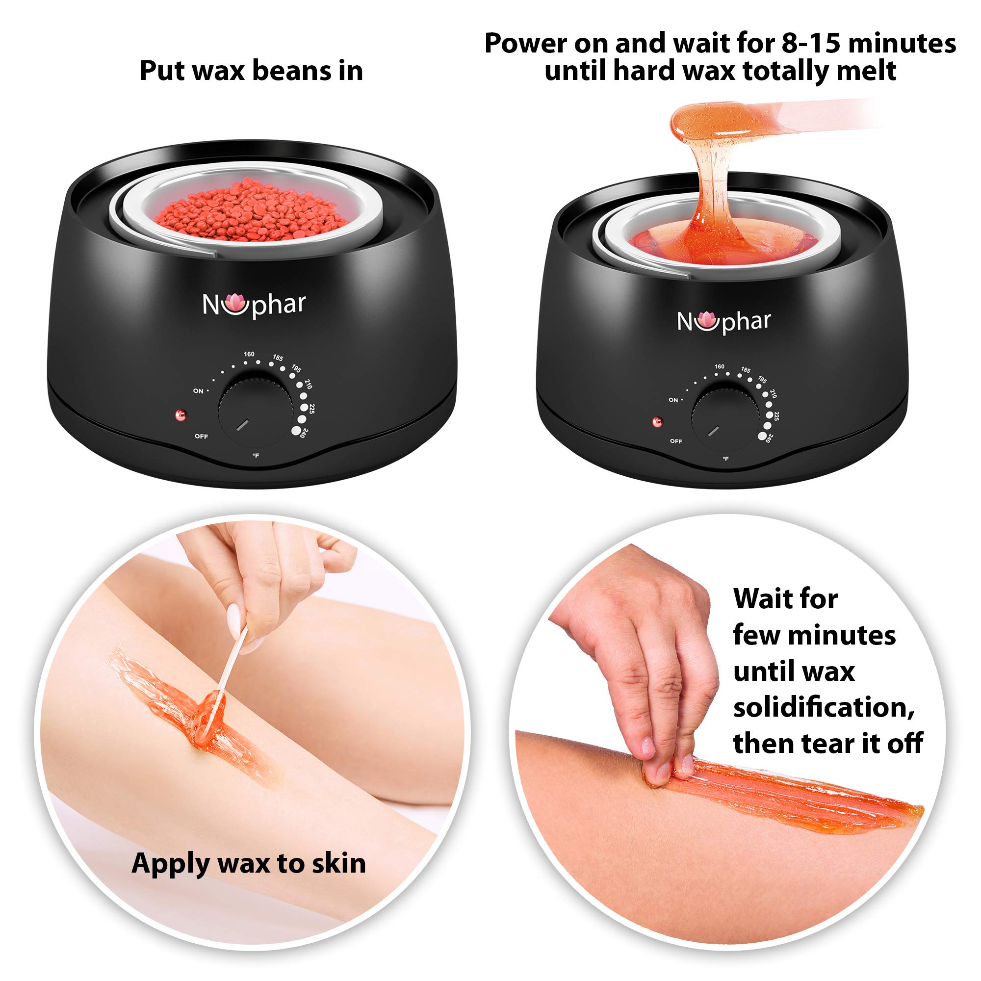 Wax Warmer Hair Removal Kit Waxing Kit with 3 Hard Wax Beans and 10