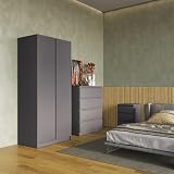 Seconique Malvern Trio Set Grey 2 Door Wardrobe & 3 Drawer Bedside view 12