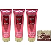 Bath & Body Works Forever Red 3 Pack Body Cream Bundle with a Cherry On Top Bar Soap - Full Size