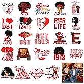 24 Pcs Delta Sigma Theta Embroidered Iron On Patches, 1913 Legacy Elephant Shield Motifs Bulk for Jackets Hats Backpacks Sisterhood Gifts