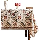 ISAENNE Designer Provence Floral Small Square Tablecloth,Linen Colorful Washable Indoor Table Cloth,Durable Home Decor Tablecloths for Dining Thanksgiving Kitchen Christmas,55"*55"-Ratina