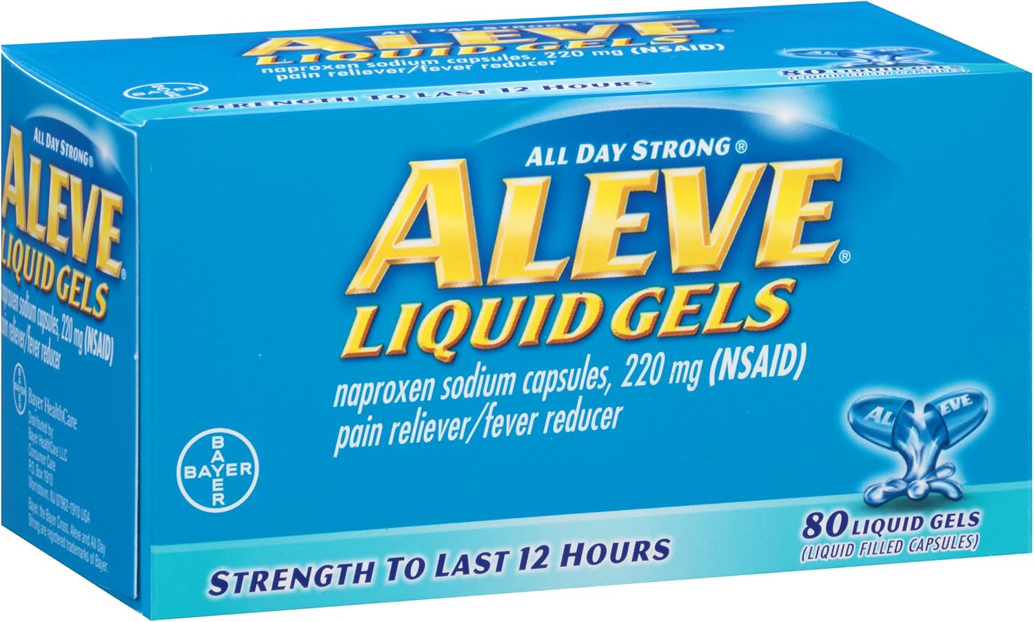 Aleve Liquid Gels with Naproxen Sodium, 220mg (NSAID) Pain Reliever/Fever Reducer, 80 Liquid gels: Health & Personal Care