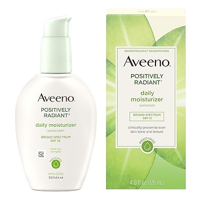 Aveeno Positively Radiant Daily Face Moisturizer with Broad Spectrum SPF 15 Sunscreen and Soy Extract, 4 fl. oz