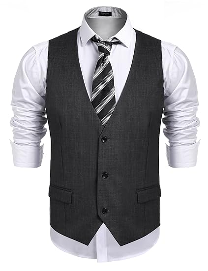 Burlady Weste Herren Anzug V-Ausschnit Vintage Geschäftsweste Anzugweste Slim Fit Smoking Sakko Herrenweste Ärmellose Westen 