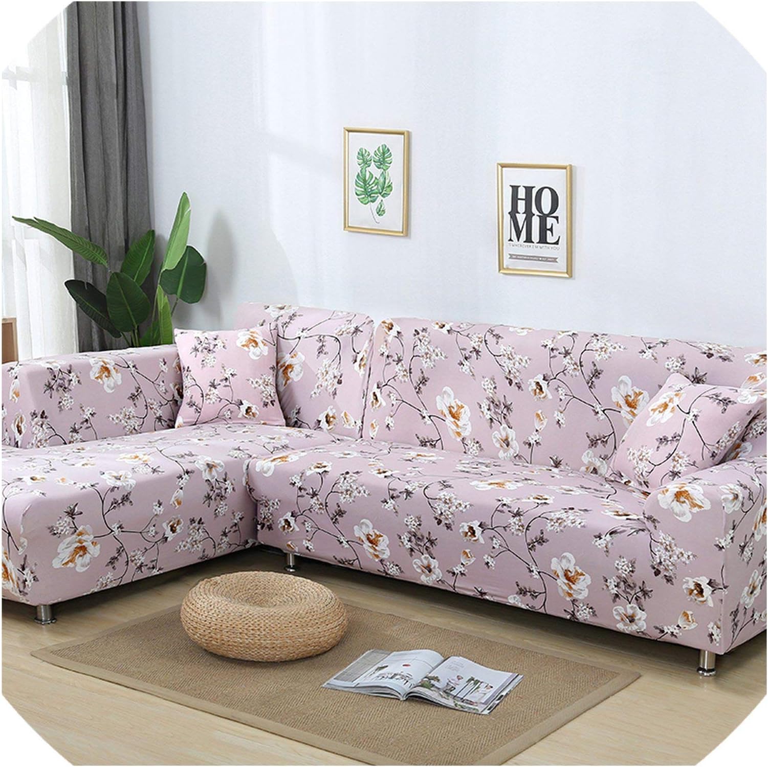 2 Pieces Cover for L Shaped Sofa Sectional Couch Slipcover Elastic Stretch Chaise Lounge Covers Corner Sofa Cover European Style,21,80-140cm 195-230cm