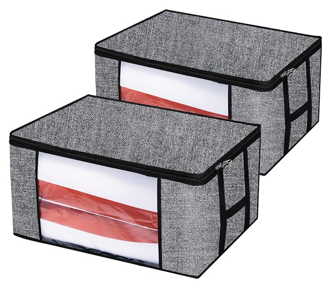 homyfort 2 Stück Aufbewahrungstasche für Bettdecken und Kissen - Kleidung Lagerplätze, Bettwäsche, Decken Organisator Lagerbe