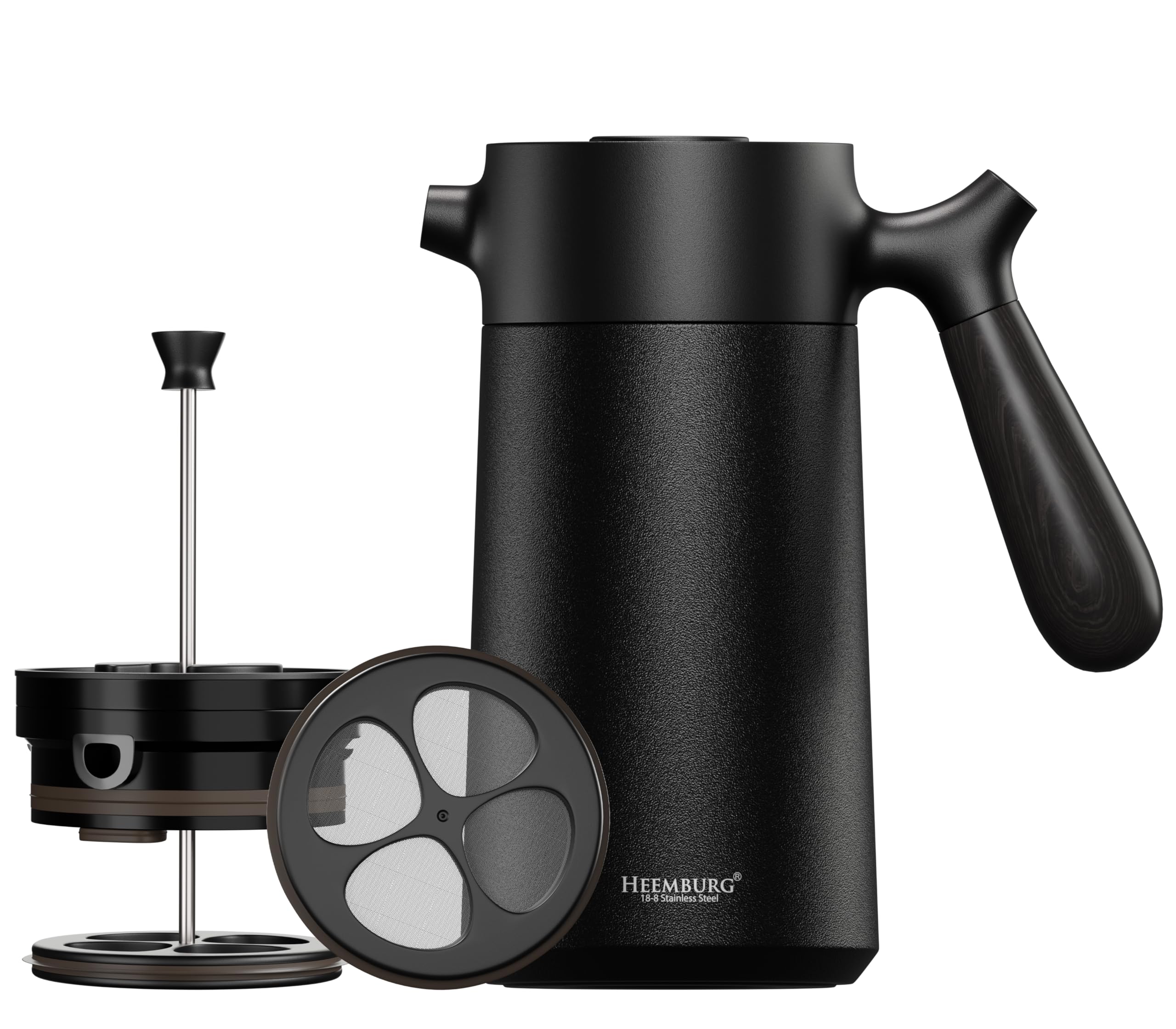 Heemburg French Press Thermal Coffee Maker Cafetiere Thermo Double Wall Insulated Vacuum Stainless Steel Manual Brewer