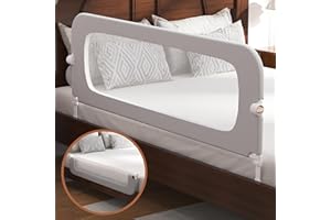 FigTime Bed Rail for Toddlers, Baby Bed Rail Guard for Kids, Toddler Bed Rails with Reinforced Anchor Fit, Height Adjustable & Foldable Bed Rail Guard for Twin, Full, Queen & King Beds (Grey, 59IN)