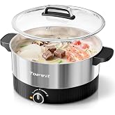 TOPWIT 4.5L Hot Pot Electric, Stainless Steel Electric Pot with Dual Power | 1200W Fast Heating, Electric Hot Pot for Cooking