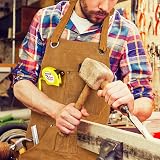 LEFOR·Z Waxed Canvas Work Apron 10 Pockets Cross-Back Adjustable Brown view 5