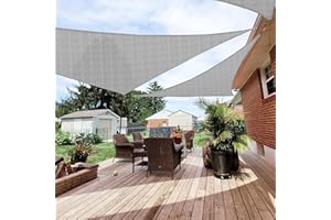 Patio Paradise 16' x 16' x 16' Sun Shade Sail Triangle Canopy Shade Cloth Fabric Sunlight Block Patio Pergola Cover HDPE Deck Awning for Outdoor Backyard Roof Shading, Gray