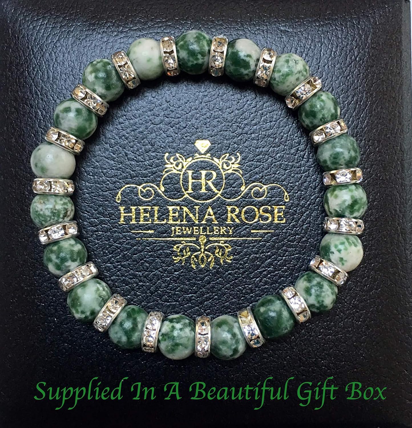Helena Rose Vitality Bracelet for Women, Natural Green Sodalite Gemstones & Sparkling Rhinestone Crystals - Image 3