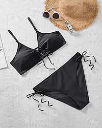 Women's Plus Size Triangle Bikini Set, Sexy Tie