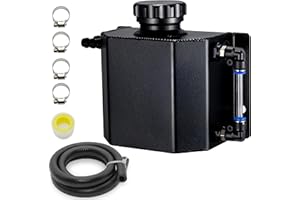 YIEXOVA Engine Coolant for car, Overflow Tank, Coolant Radiator Tank, Reservoir Expansion, Universal Coolant reservoir (Black with Clamps, Band, High Pressure Fuel Hose, 1L)
