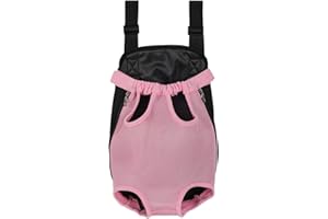 GEEPET Legs Out Front-Facing Dog Carrier Hands-Free Adjustable Pet Puppy Cat Backpack Carrier for Walking Hiking Bike and Motorcycle (Medium, Pink)