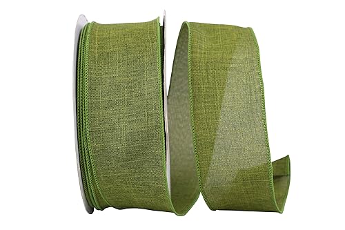Reliant Ribbon 92573W-043-40K Everyday Linen Value Wired Edge Ribbon, 2-1/2 Inch X 50 Yards, Moss