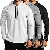 Ficerd 3 Pack Hoodies for Men Big and Tall, Lightweight Long Sleeve Workout Gym Running Fishing Pullover Hooded Sweatshirts