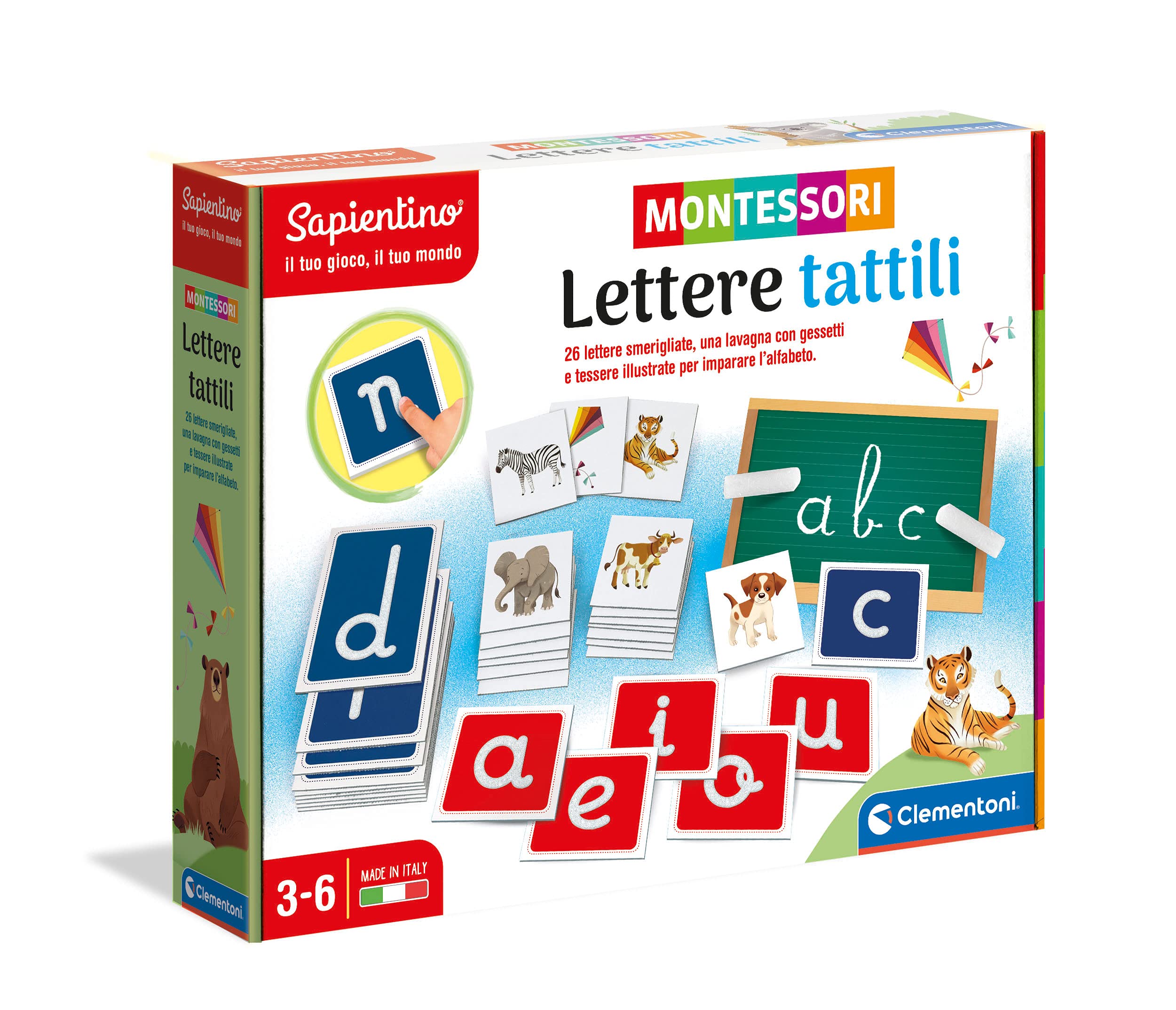Clementoni - Montessori 16358 Tactile Letters Learning Alphabet Educational Game for Children 3+ Years