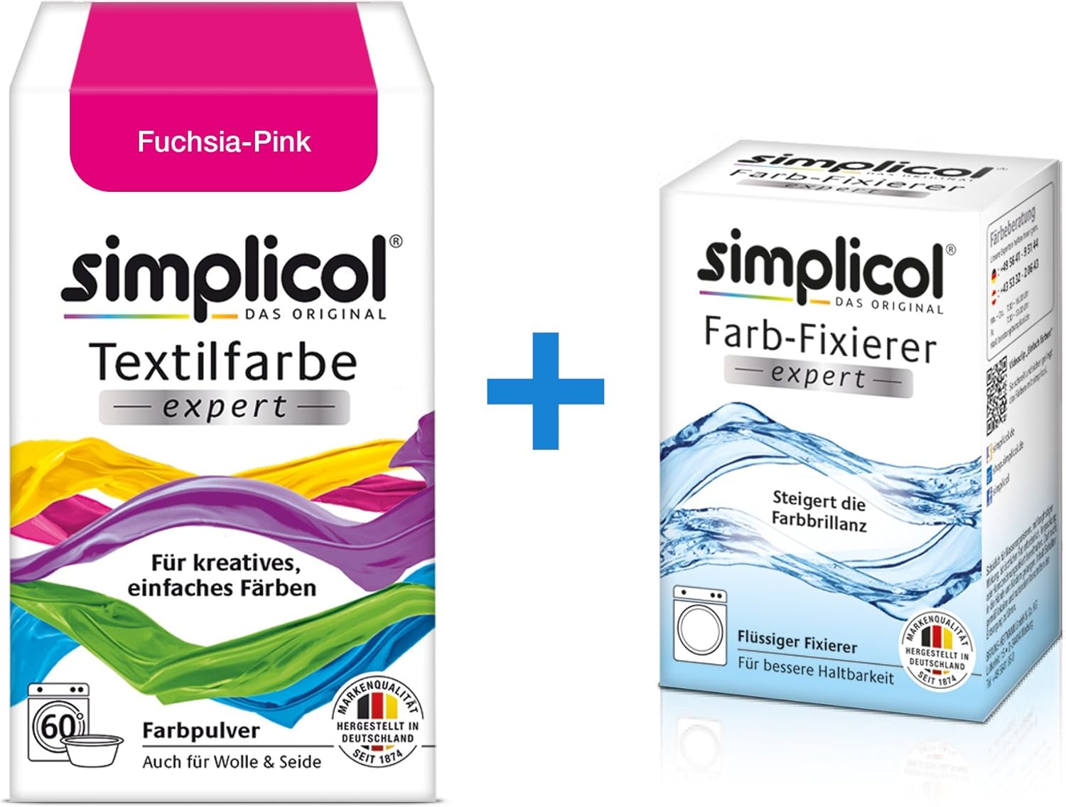 Simplicol Textilfarbe expert Farbfixierer Kombipack, Fuchsia-Pink ...