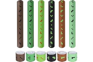 24pcs Pixel Slap Wristbands, Gaming Birthday Party Gift Bag Fillers Decorations Supplies Gaming Snap Bands Bracelets for Clas