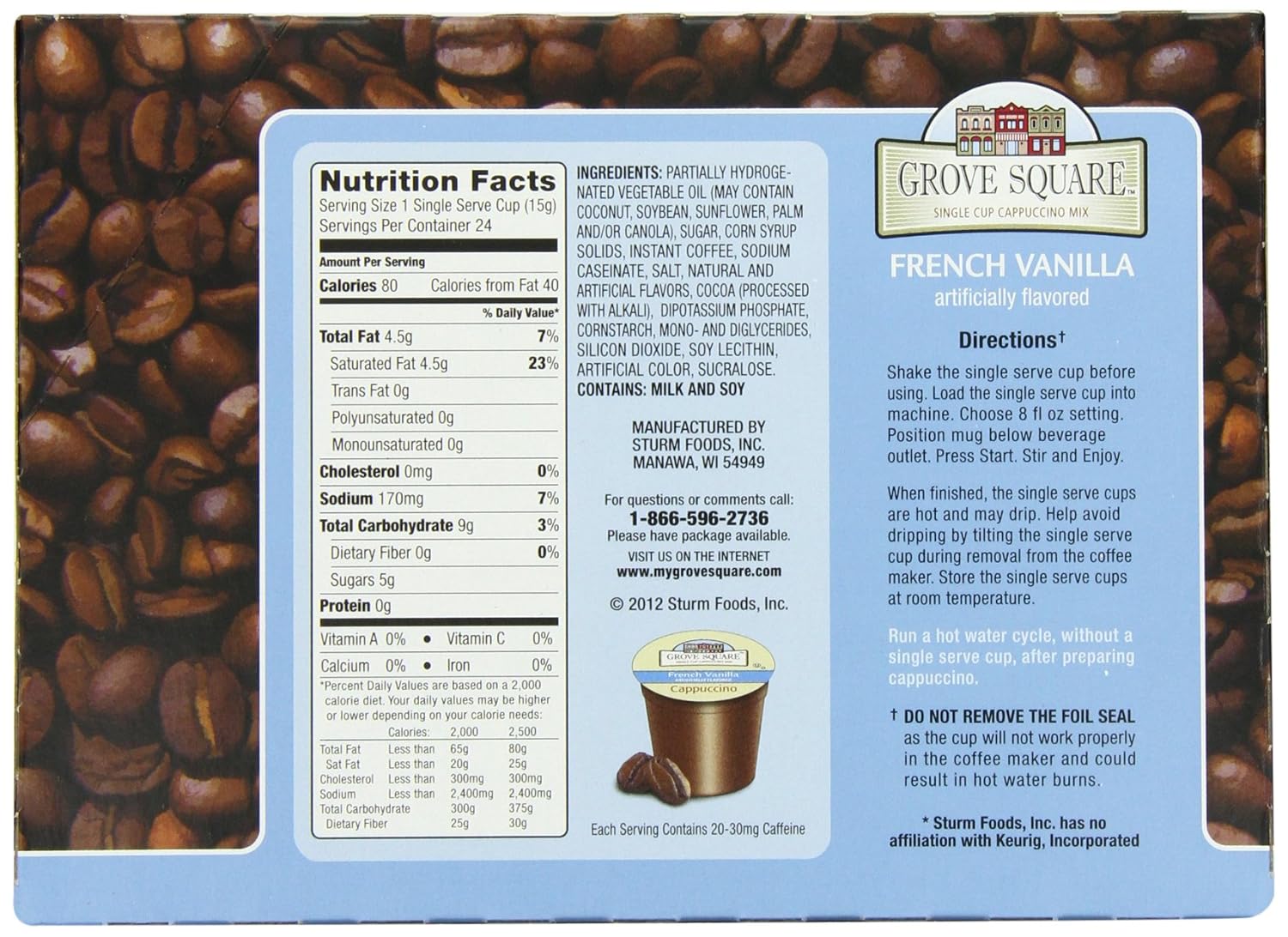 Kroger Caramel Cappuccino K Cups Nutrition Facts