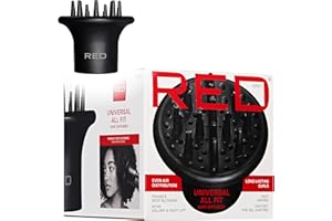 Red by Kiss Universal Hair Dryer Diffuser, Heavy Duty Rubber Grip, Long Prongs for Volume & Root Drying, Compact Design Fits 99% Dryers for Fast Drying & Shine Boost and Bouncy Curls