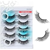 Broadway False Lashes Multipack, Faux Mink Wispy Volume Strip Eyelashes, Natural Look for Daily &amp; Glam Wear, 5 Pairs Fluffy &amp; Lightweight Cat Eye Lash, Reusable &amp; Easy to Apply (BWYM01 Soft Natural)