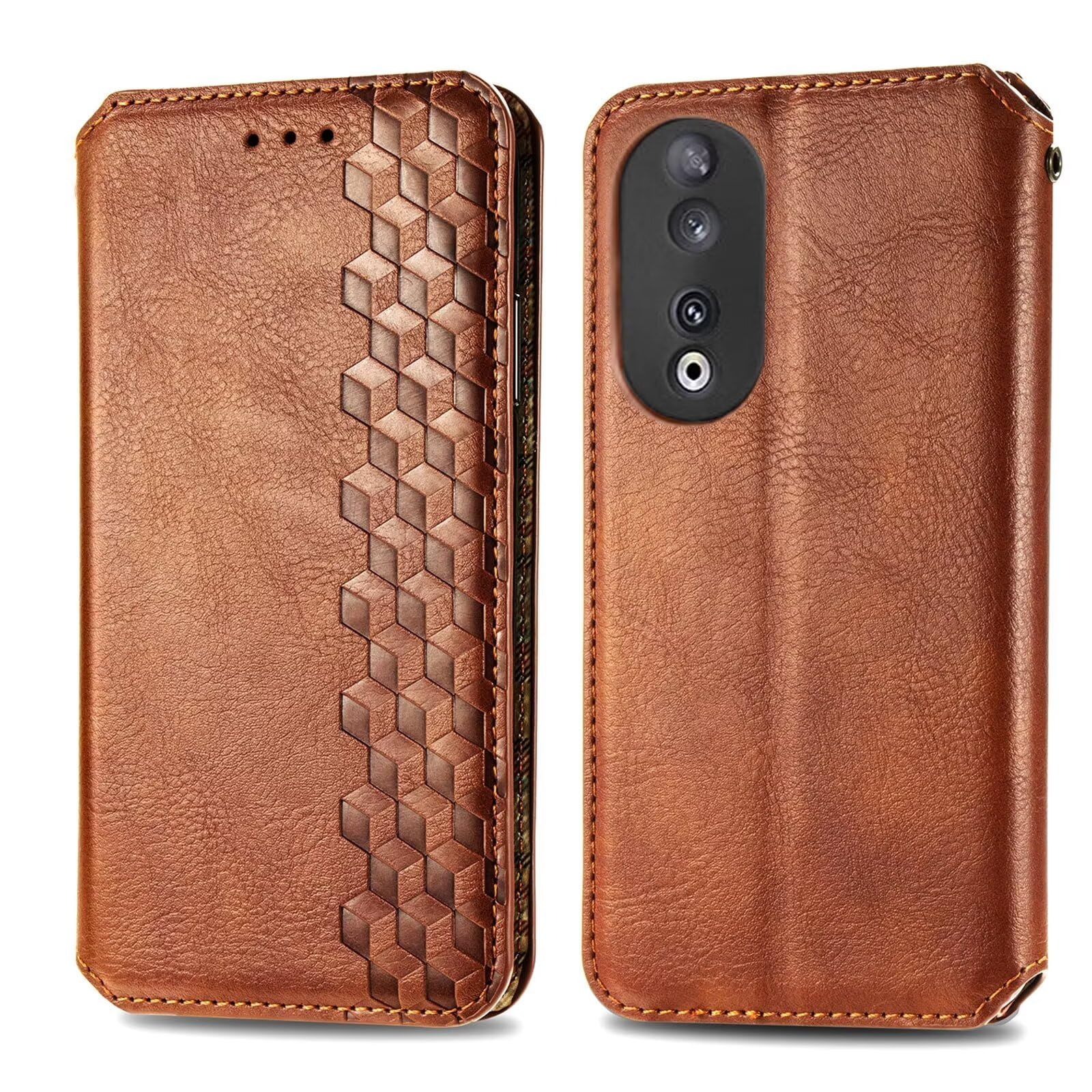 Lvnarery For Honor 90 Smart/Honor X7B Case,Flip Phone Case for Men Women Business Style Wallet Cover Case Shockproof PU Leather Stand View Bookstyle Case Cover Silicone Bumper Phone Case,Brown