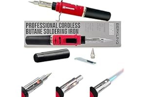 BERKLING TOOLS Berkling BSG-568 3-IN-1 Cordless Butane Gas Soldering Iron, Heat Gun Blower, Mini Torch - Self-Ignite, Instant Start, Rechargeable, Light Weight, Portable, Adjustable Flame Control, Up to 90 Mins