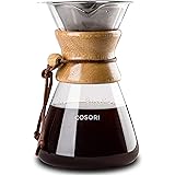 COSORI Pour Over Coffee Maker with Double-layer Stainless Steel Filter, Coffee Dripper Brewer & Glass Coffee Pot, High Heat R