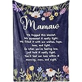 InnoBeta Mamaw Gifts, Grandma Gifts for Mamaw, Flannel Throw Blankets on Mother's Day, Christmas, Birthday, 50" x 65", Blue Flowers