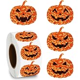 600Pcs Laser Pumpkin Stickers, Halloween Sticker for Halloween Party Favors | Blowata Halloween Face Stickers Self-Adhesive Pumpkin Stickers for Decorating Scrapbooking Water Bottles Decorations Supplies
