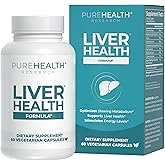 PUREHEALTH RESEARCH Liver Health &ndash; Liver Cleanse Detox &amp; Repair Supplement | Liver Support with Milk Thistle, Turmeric Powder, Dandelion, Artichoke, Beet Root, Ginger, L Cysteine HCL - 60 Capsules