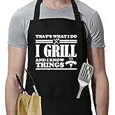 Funny Apron for Men Women -That's What I Do I Grill- Humorous Kitchen Apron with 2 Pockets & Adjustable Neck Strap - Grilling Cooking BBQ Accessories, Gift for Dad Husband Wife Boyfriend Chef - A05