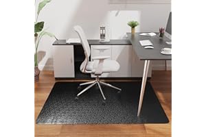 Mymeely Office Chair Mat for Hardwood Floor, 45"x60" Large Black PVC Computer Desk Chair Mat with Unique Pattern for Gaming, Anti-Slip Floor Protector for Home Office, Rolling Chair