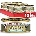 Bumble Bee Prime Low Sodium Solid White Albacore Tuna in Water, 5 oz Cans (Pack of 12) - Premium Wild Caught Tuna - 32g Protein per Serving - Non-GMO Project Verified, Gluten Free, Kosher