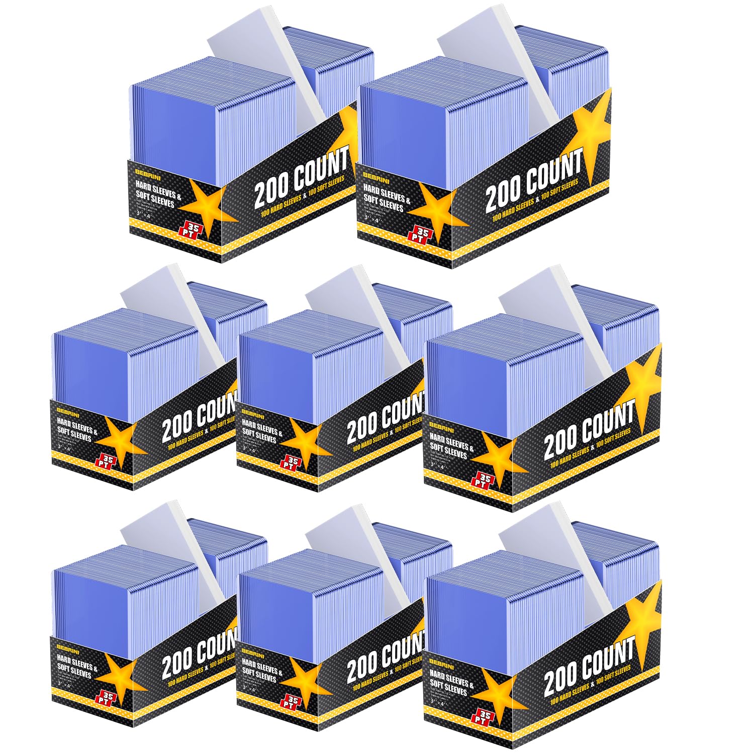 Photo 1 of 1600 Count Hard Card Sleeves, Premium Plastic Card Sleeves, Sports Baseball Trading PKM Cards Holder Protectors (800 Hard Sleeve + 800 Soft Sleeve)