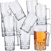Mifoci 12 Pcs 26 oz Plastic Beer Mugs with Handles Plastic Clear Cup Drinkware Steins Bulk Reusable Acrylic Beer Drinking Cups with Handle for Drinking Restaurant Bar Home