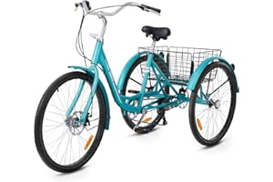 Viribus Adult Tricycle, 7 Speed Tricycle for Adults 24 26 Inch, 3 Wheel Bike for Adults Dual Chain, Adult Tricycles for Women Men Seniors with Large Rear Basket, Adult Trike, 400 lb.
