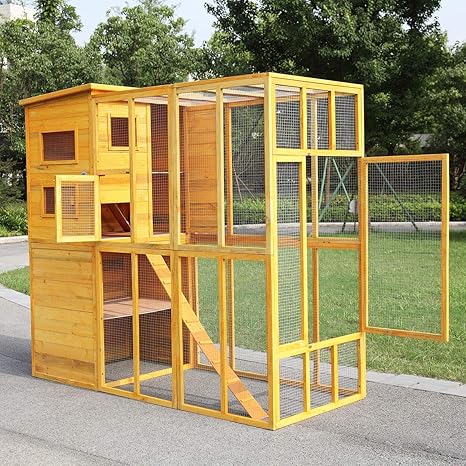 Amazon Com Coziwow Large Wooden Outdoor Pet Cat Enclosure Catio