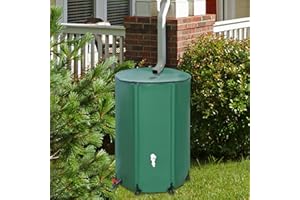 Collapsible Rain Barrel, RIOBOW Rainwater Collection System Rain Water Collection Barrel Water Barrel Portable Water Storage Tank for Garden 3/4'' Hose (100 Gallon Green with Zipper)