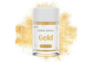 CHERRYSEA Edible Glitter,Drink Glitter Edible Dust, Edible Sparkles for Food Cupcakes,Cookies,Candy Sugar,Pops,Kosher Halal Certified Food Grade Coloring for Wines,Cocktails,Champagne,Beverages - Gold