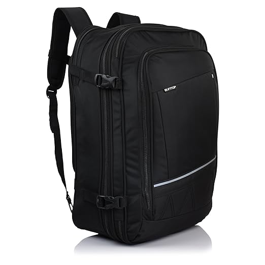 Suntop Voyager 48 litres Expandable & Convertible 3 Way Travel Carry-On Backpack (Black Colour)