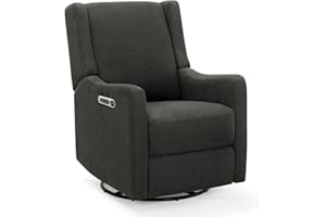 Delta Children Mercer Electronic Power Recliner and Swivel Glider with USB Port in LiveSmart Performance Fabric - Water Repellent & Stain Resistant, Dark Grey